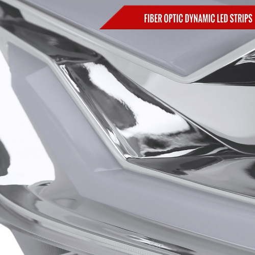 Spec-D Tuning Mustang Xenon HID Projector Headlights w/ LED Strips - Chrome Housing, Clear Lens (2015-2017)