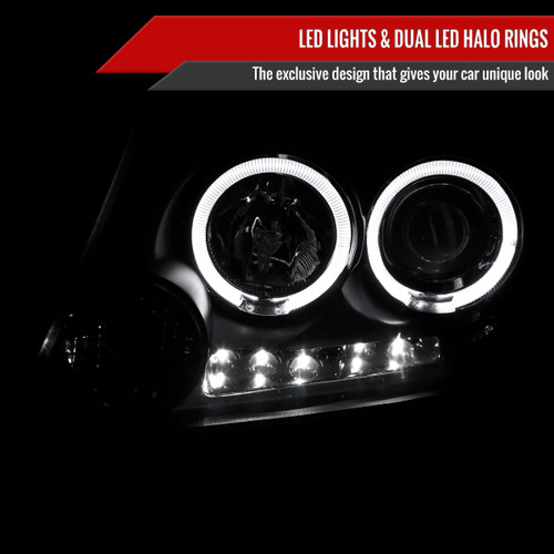 Spec-D Tuning F-150 Dual Halo Projector Headlights - Matte Black Housing, Clear Lens (2004-2008)