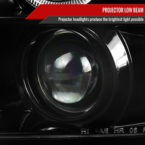 Spec-D Tuning Mustang Halo Projectro Headlights - Jet Black Housing, Clear Lens (2005-2009)