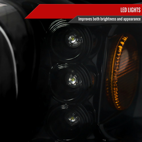 Spec-D Tuning Mustang Dual Halo Projector Headlights - Jet Black Housing, Clear Lens (1999-2004)