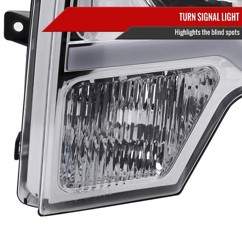 Spec-D Tuning F-150 Projector Headlights w/ LED Bars - Chrome Housing, Clear Lens (2009-2014)