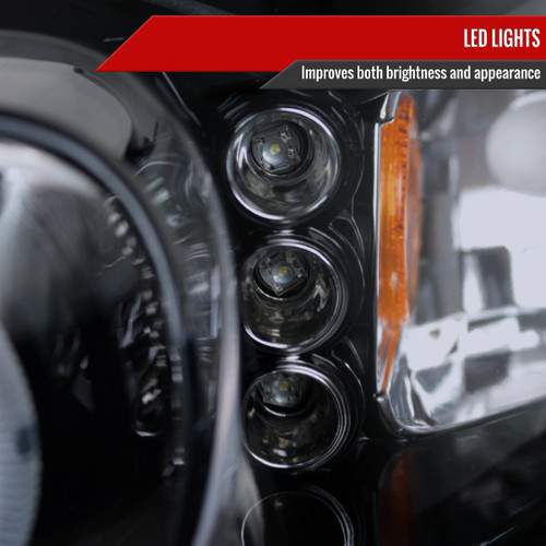 Spec-D Tuning Mustang  Dual Halo Projector Headlights - Gloss Black Housing, Smoked Lens (1999-2004)