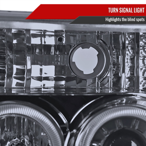 Spec-D Tuning F-150 Dual Halo Projector Headlights - Gloss Black Housing, Smoked Lens (1992-1996)