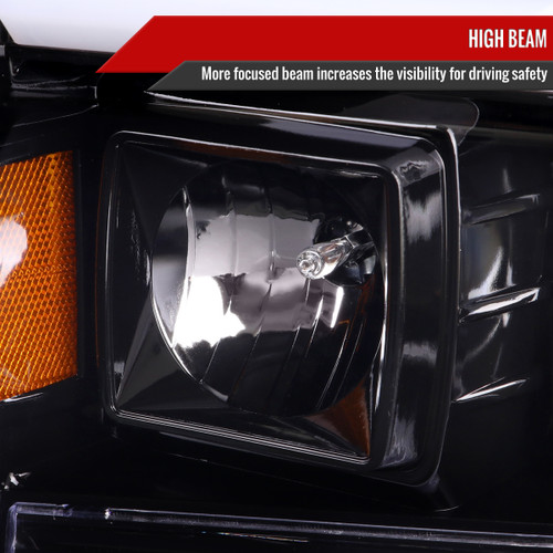 Spec-D Tuning F-250 Projector Headlights w/ LED C-Bars - Jet Black Housing, Clear Lens (1999-2004)