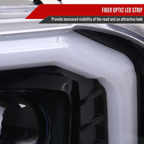 Spec-D Tuning F-250 Projector Headlights w/ LED C-Bars - Jet Black Housing, Clear Lens (1999-2004)