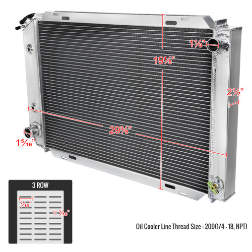 Spec-D Tuning Mustang Aluminum Performance Radiator - 3 Row (1979-1993)