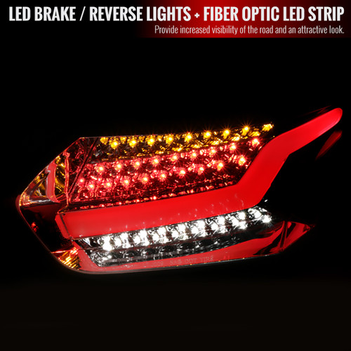 Spec-D Tuning Focus LED Tail Lights - Chrome Housing, Clear Lens (2015-2019)