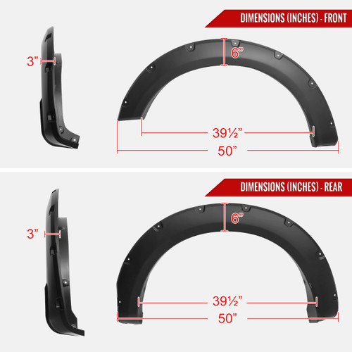 Spec-D Tuning F-250 StyleSide Rivet Style Fender Flares - Matte Black (2023-2024)