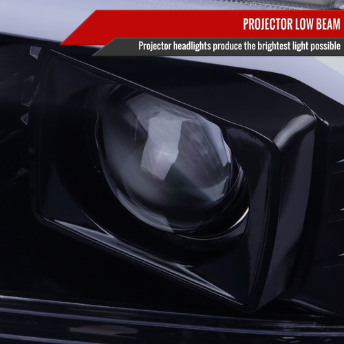 Spec-D Tuning F-250 Projector Headlights w/ LED C-Bars - Gloss Black Housing, Light Smoked Lens (1999-2004)