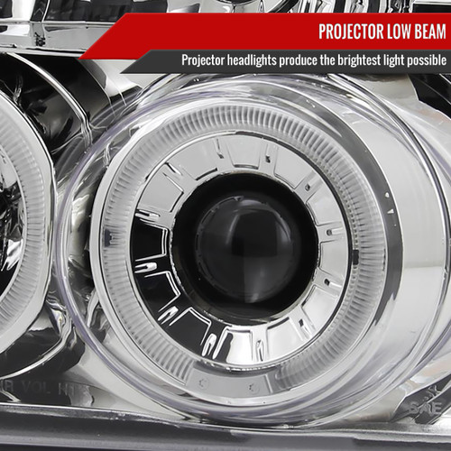 Spec-D Tuning F-150 Dual Halo Projector Headlights - Chrome Housing, Clear Lens (1992-1996)
