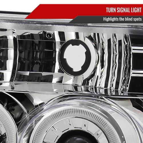 Spec-D Tuning F-150 Dual Halo Projector Headlights - Chrome Housing, Clear Lens (1992-1996)