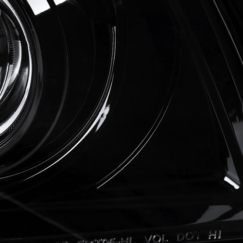 Spec-D Tuning Mustang Projector Headlights w/ LED Bars - Jet Black Housing, Clear Lens (2005-2009)