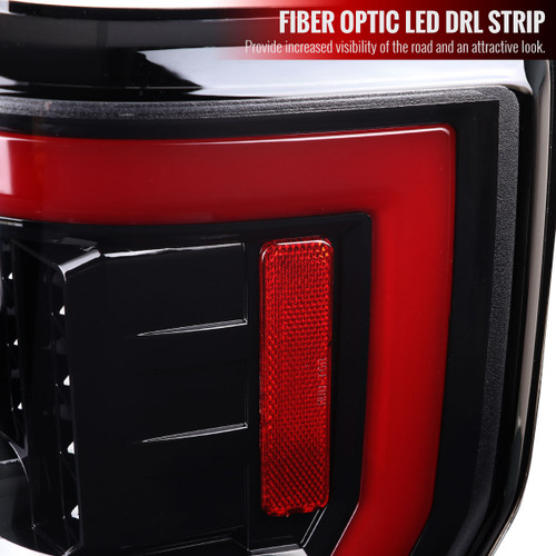 Spec-D Tuning F-250 LED Bar Tail Lights - Jet Black Housing, Clear Lens (2017-2019)