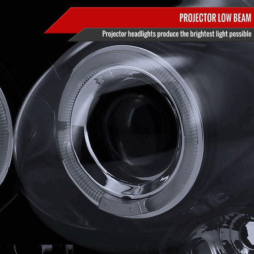 Spec-D Tuning F-150 Dual Halo Projector Headlights - Gloss Black Housing, Smoked Lens (2004-2008)
