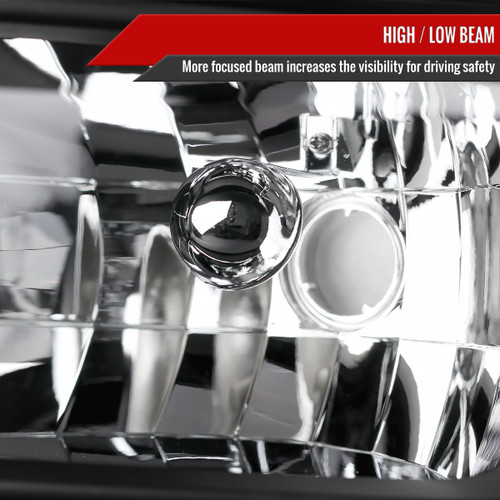 Spec-D Tuning F-250 Crystal Headlights - Matte Black Housing, Clear Lens (1999-2004)