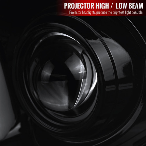 Spec-D Tuning Mustang Projector Headlights w/ LED Bars - Chrome Housing, Smoked Lens (2005-2009)