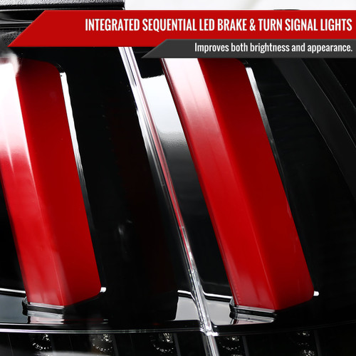 Spec-D Tuning Mustang Sequential LED Tail Lights - Jet Black Housing, Clear Lens (1999-2004)