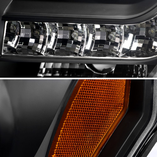 Spec-D Tuning F-150 Dual U-Ring Halo Projector Headlights w/ LED Light Strip - Matte Black Housing, Clear Lens (2009-2014)