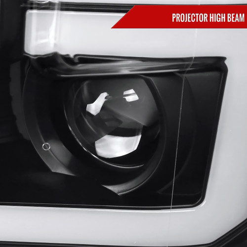 Spec-D Tuning F-150 Projector Headlights w/ LED Switchback Sequential Turn Signal Bars - Black Housing, Clear Lens (2015-2017)