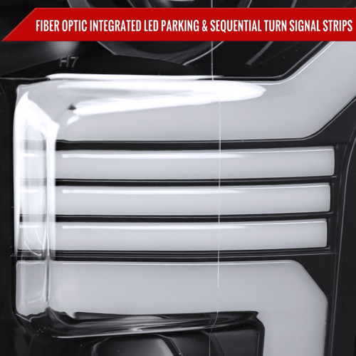 Spec-D Tuning F-150 Projector Headlights w/ LED Switchback Sequential Turn Signal Bars - Black Housing, Clear Lens (2015-2017)