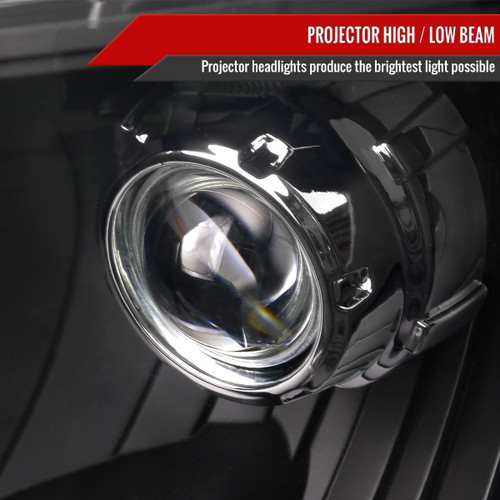 Spec-D Tuning F-150 Projector Headlights w/ Amber Reflectors - Matte Black Housing, Clear Lens (2009-2014)