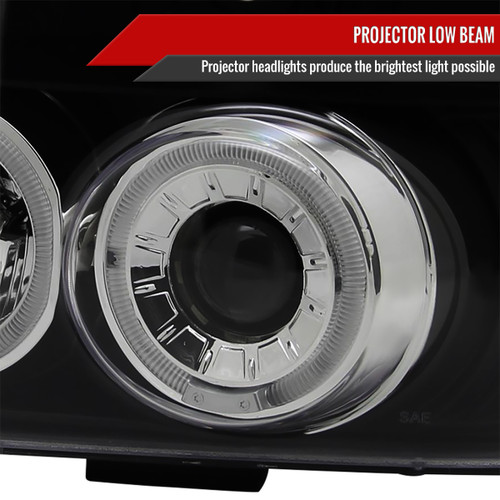 Spec-D Tuning F-150 Dual Halo Projector Headlights V2 - Matte Black Housing, Clear Lens (1992-1996)