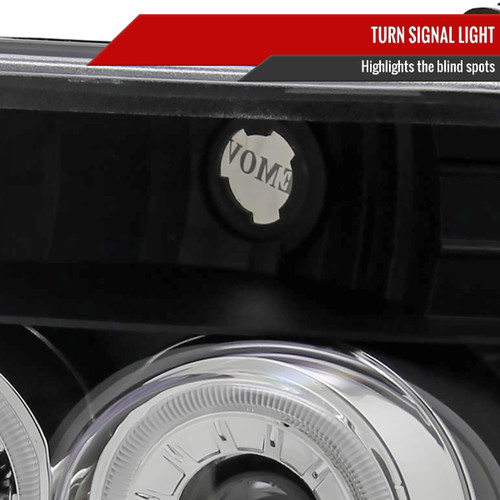 Spec-D Tuning F-150 Dual Halo Projector Headlights V2 - Matte Black Housing, Clear Lens (1992-1996)