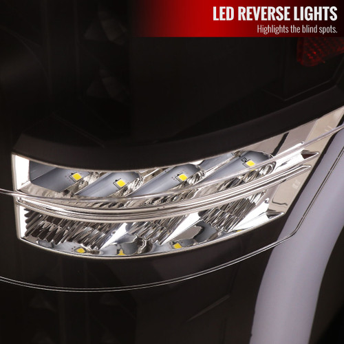 Spec-D Tuning F-250 White LED Bar Tail Lights - Matte Black Housing, Clear Lens (2017-2019)