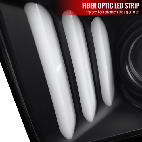 Spec-D Tuning Mustang Projector Headlights w/ LED Bars - Matte Black Housing, Clear Lens (2005-2009)