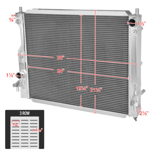 Spec-D Tuning Mustang Aluminum Performance Radiator - 3 Row (2005-2014)