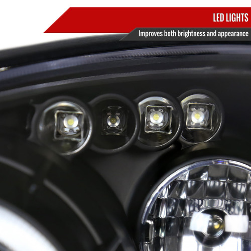 Spec-D Tuning Focus Dual Halo Projector Headlights - Matte Black Housing, Clear Lens (2000-2004)