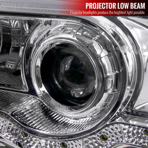 Spec-D Tuning F-250 Projector Headlights w/ SMD LED Light Strip - Chrome Housing, Clear Lens (1999-2004)