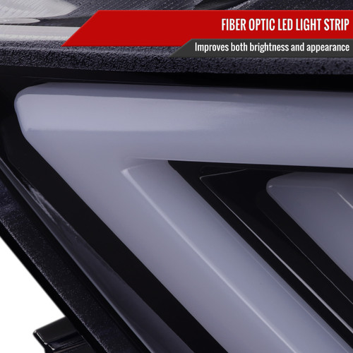 Spec-D Tuning Mustang HID-Type Sequential Projector Headlights w/ LED Bars and Strips - Gloss Black Housing, Smoked Lens (2015-2017)