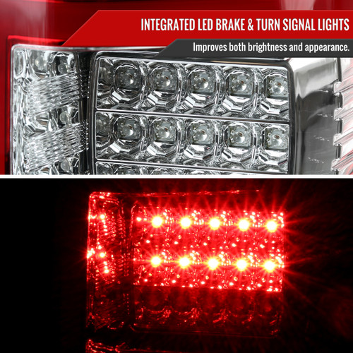 Spec-D Tuning F-150 LED Tail Lights - Chrome Housing, Red Lens (2015-2017)