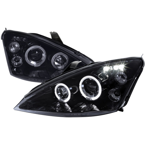 Spec-D Tuning 2LHP-FOC00G-TM Focus  Dual Halo Projector Headlights - Gloss Black Housing, Smoked Lens (2000-2004)