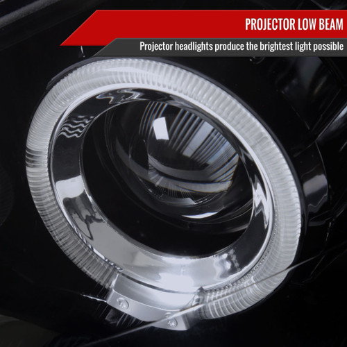 Spec-D Tuning Focus  Dual Halo Projector Headlights - Gloss Black Housing, Smoked Lens (2000-2004)