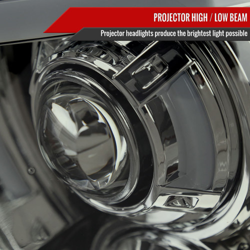 Spec-D Tuning F-150 Projector Headlights w/ LED Bars - Chrome Housing, Smoked Lens (2004-2008)