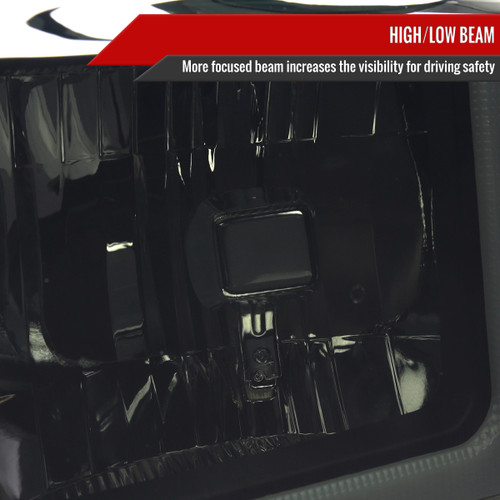 Spec-D Tuning F-250 Factory Style Headlights w/ LED C-Bars & Sequential Signals - Matte Black Housing, Smoked Lens (2008-2010)
