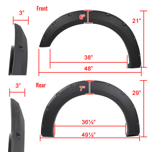 Spec-D Tuning F-150 StyleSide Rivet Style Fender Flares - Texture Black (2015-2017)
