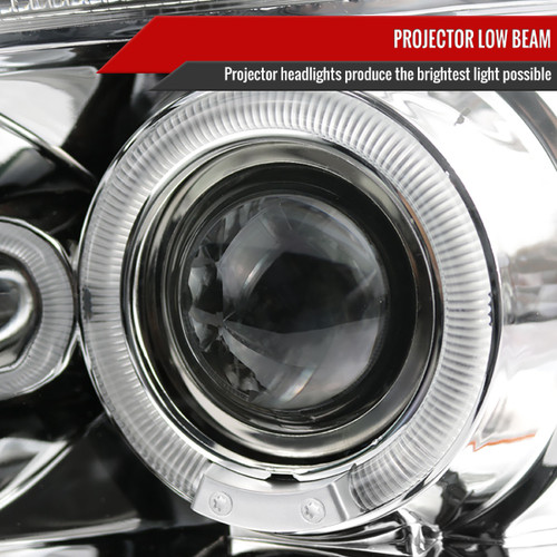 Spec-D Tuning F-150 Dual Halo Projector Headlights - Chrome Housing, Clear Lens (1997-2003)