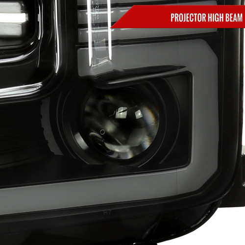 Spec-D Tuning F-150 Projector Headlights w/ LED Switchback Sequential Turn Signal Bars - Black Housing, Smoked Lens (2015-2017)