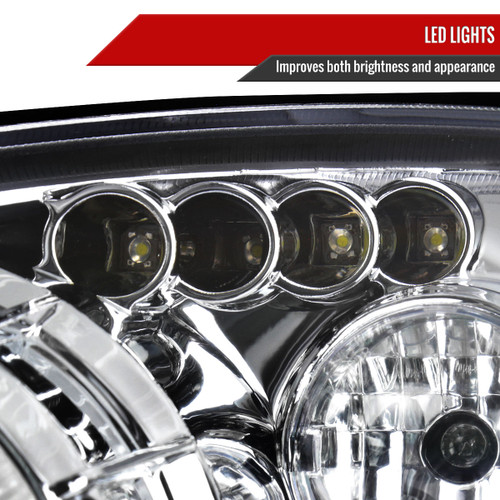 Spec-D Tuning Focus Dual Halo Projector Headlights - Chrome Housing, Clear Lens (2000-2004)