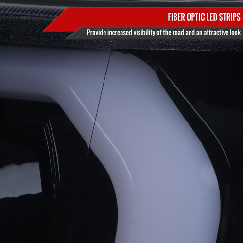 Spec-D Tuning F-150 Projector Headlights w/ LED C-Bars - Gloss Black Housing, Smoked Lens (2009-2014)