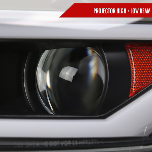Spec-D Tuning Mustang Xenon HID Switchback Sequential Projector Headlights w/ LED Strips - Matte Black Housing, Clear Lens (2015-2017)