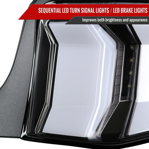 Spec-D Tuning Mustang Sequential LED Tail Lights - Matte Black Housing, Clear Lens (2010-2012)
