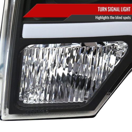 Spec-D Tuning F-150 Projector Headlights w/ LED Bars - Matte Black Housing, Clear Lens (2009-2014)