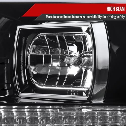 Spec-D Tuning F-150 Projector Headlights w/ LED C-Bars - Jet Black Housing, Clear Lens (2004-2008)