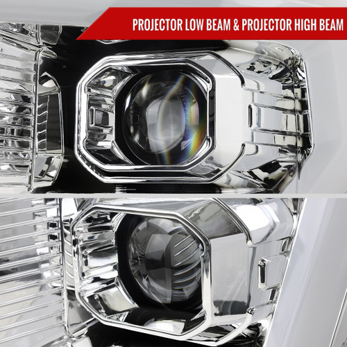 Spec-D Tuning F-150 Projector Headlights w/ LED Switchback Sequential Turn Signal Bars - Chrome Housing, Clear Lens (2021-2023)