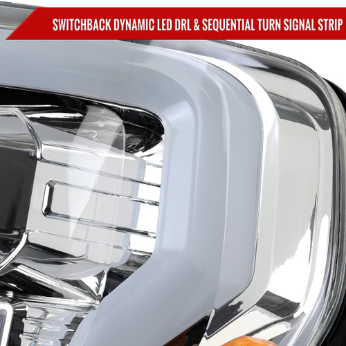 Spec-D Tuning F-150 Projector Headlights w/ LED Switchback Sequential Turn Signal Bars - Chrome Housing, Clear Lens (2021-2023)