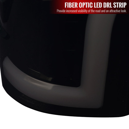 Spec-D Tuning F-250 LED Bar Tail Lights - Gloss Black Housing, Dark Smoked Lens (2017-2019)